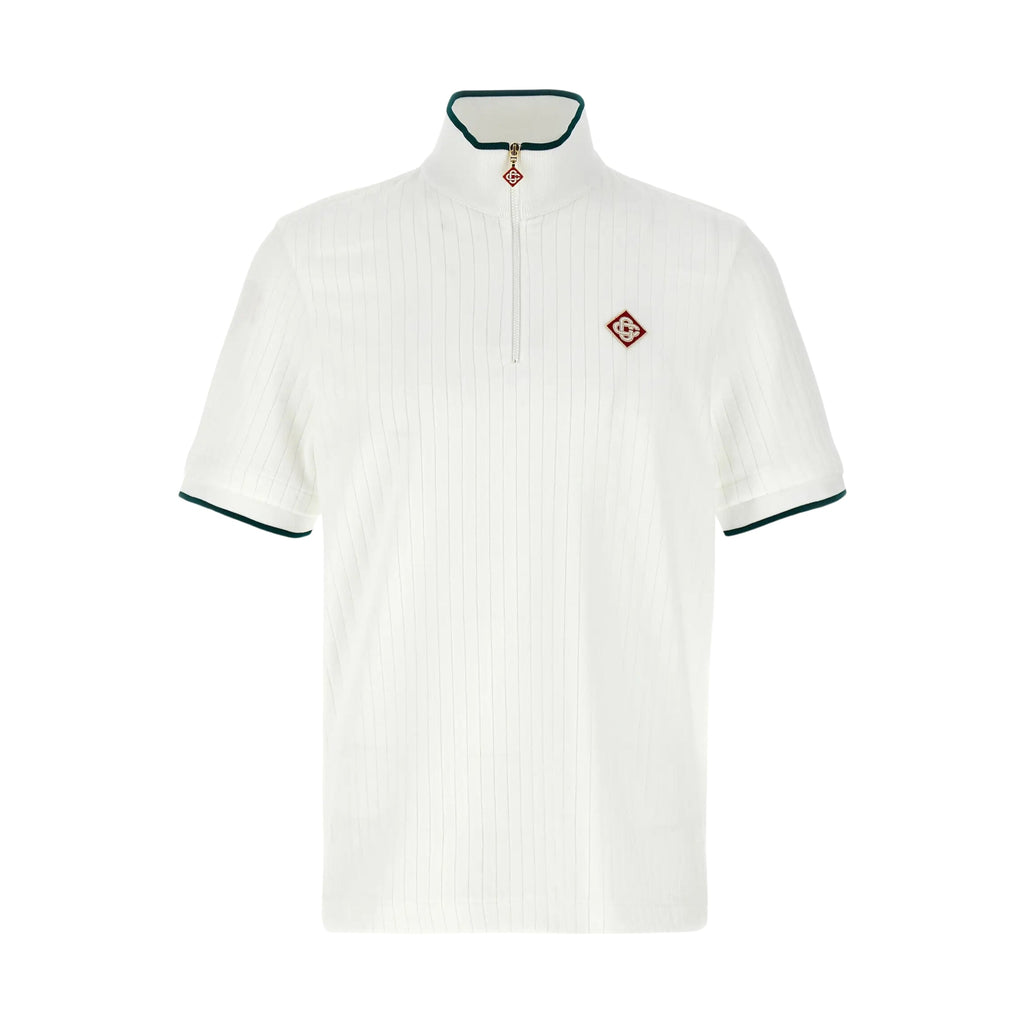 Casablanca T-Shirt Velour 1/4 Zip Top White