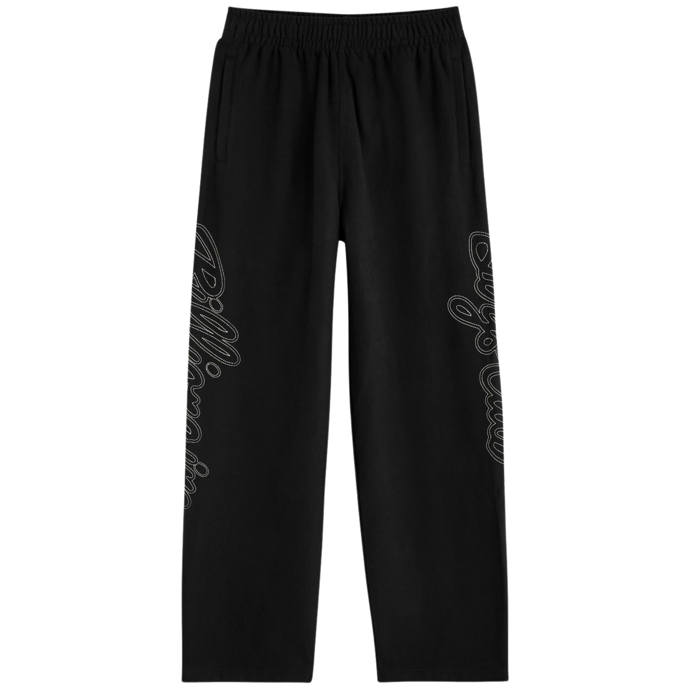 Billionaire Boys Club Track Pants Script Logo Chain Stitch Wide Leg Black
