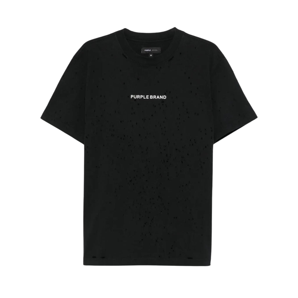 Purple T-Shirt Center Logo Black