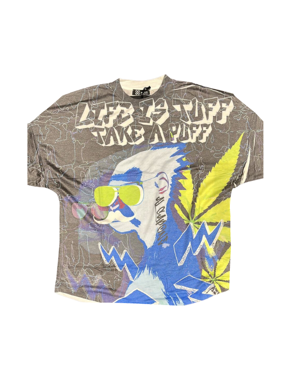 Plus T-Shirt Terry Monkey Blue Haze Ac Allover Print